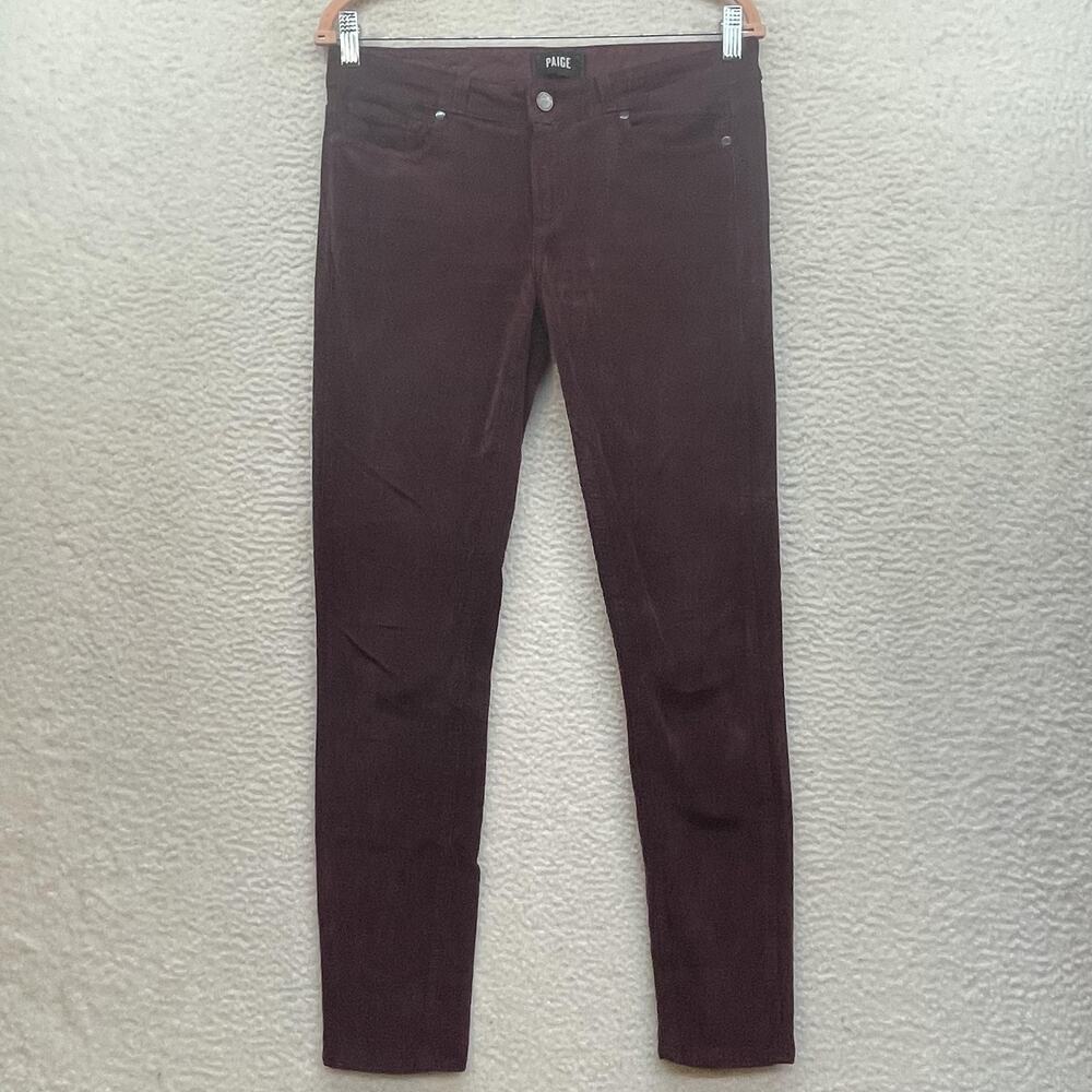 Paige Pants Womens 28 Burgundy Verdugo Ankle Corduroy Skinny Made USA Stretch